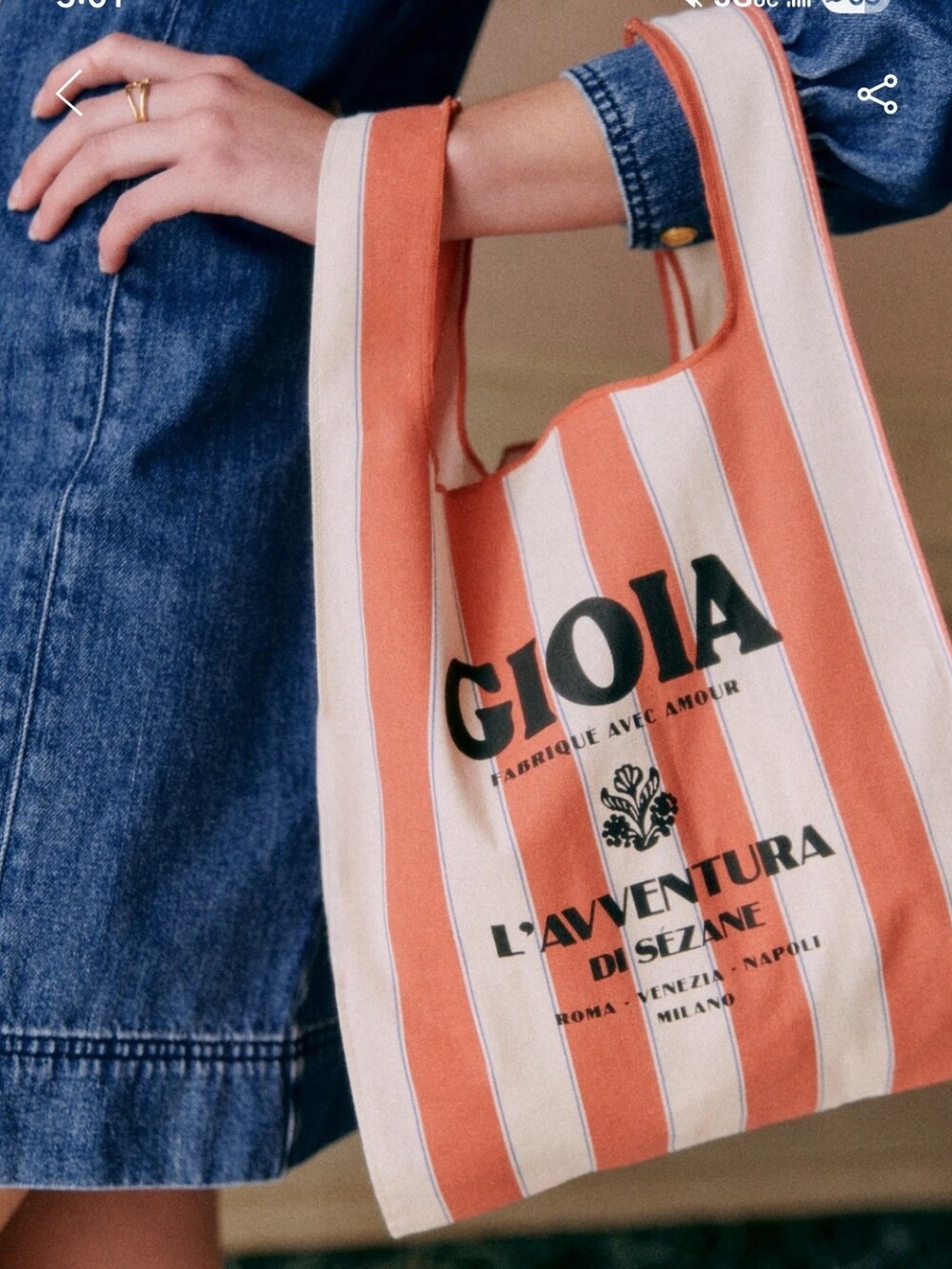 Sezane Red & White Striped Gioia Shopper Tote
